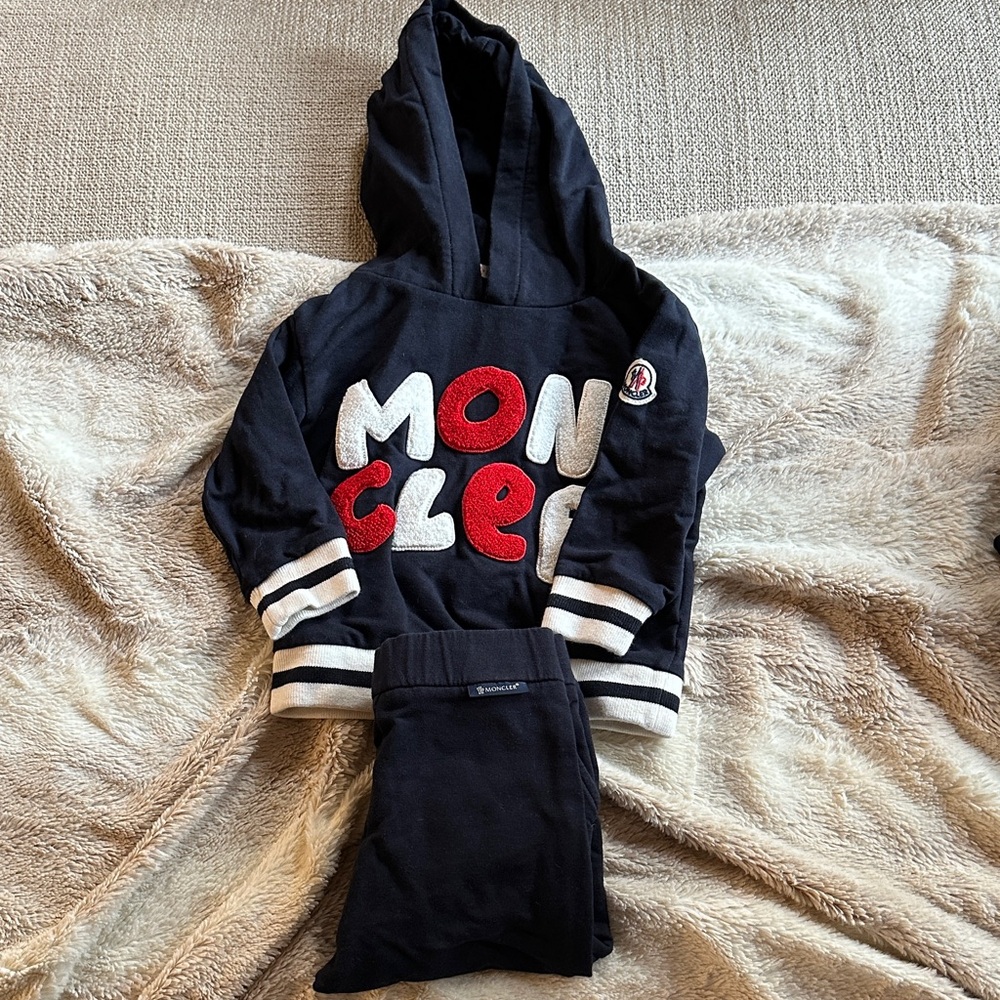 Moncler Kids Black and Red Hoodie Set